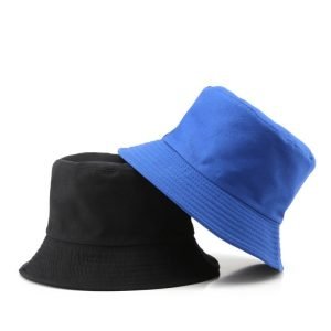 black and blue bucket hat