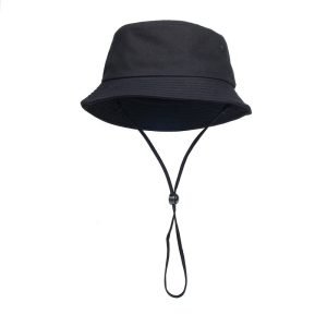black bucket hat with string