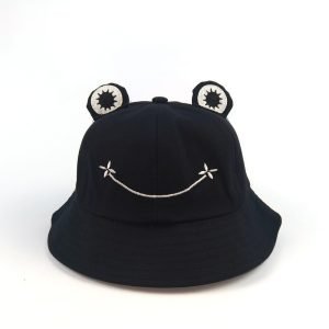 black frog bucket hat