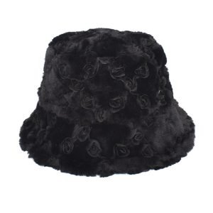 black fur bucket hat