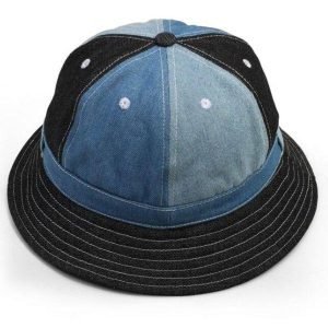 black jean bucket hat