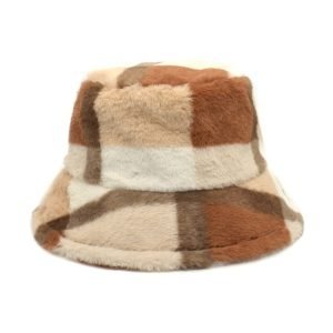 brown fur bucket hat