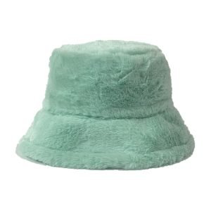 green fur bucket hat