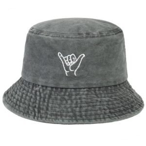 grey denim bucket hat