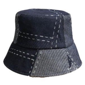 patchwork denim bucket hat