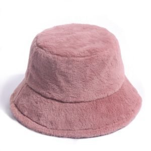pink fur bucket hat