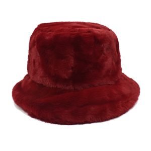 red fur bucket hat